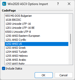  Win2020 ASCII File Import Configuration