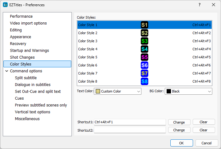  Preferences - Color Styles