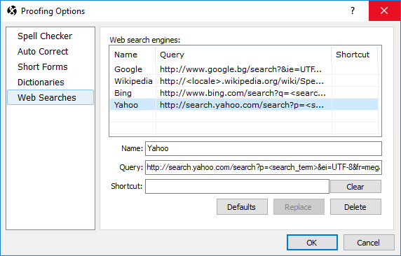  Configure the WEB Search Engines