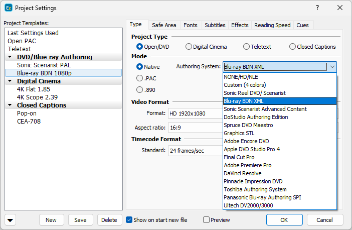  Project Properties – DVD Authoring System (Native mode only)