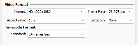  Video Format and TimeCode Format