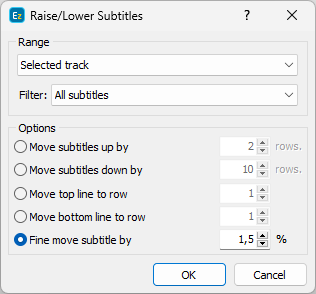 slidbane Optage Hobart Subtitling > Global Subtitle & Timecode Operations > Raise/Lower