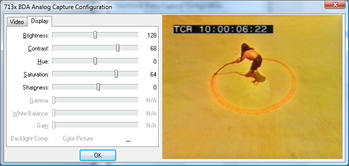 DirectShow Capture Configuration – Display Page